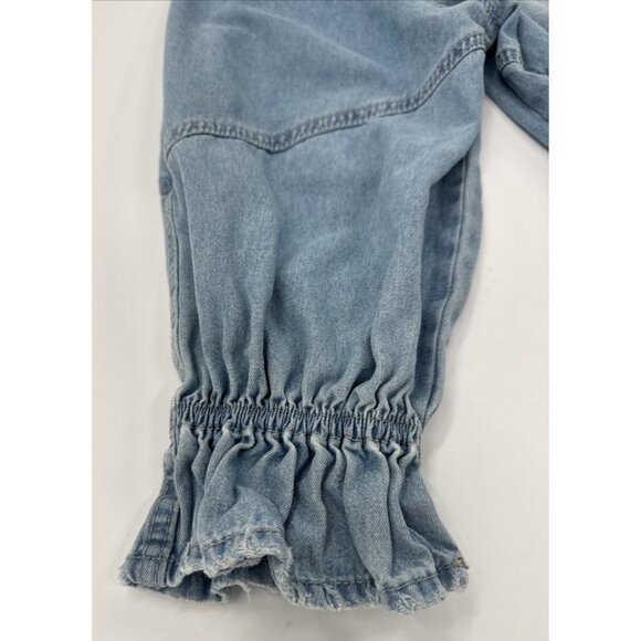 Veveret Denim Shirt Dress Womens Large Blue Pleated Button Boho Western Concert - Picture 6 of 13